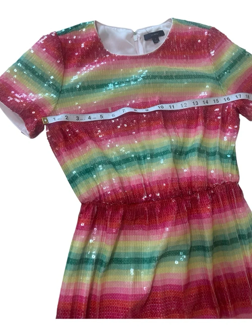 J. Crew Striped Sequin Midi Dress in Pink and Green